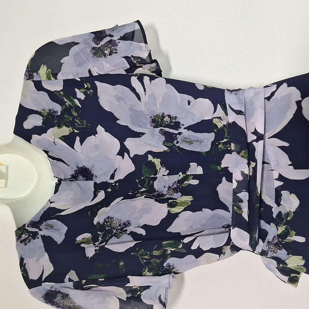 Tahari Floral Midi Dress V-Neck Faux Wrap - Picture 7 of 11